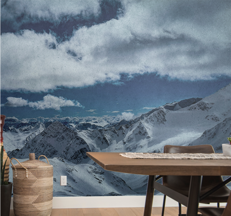 Mountain wall mural snow-capped peaks - TenStickers