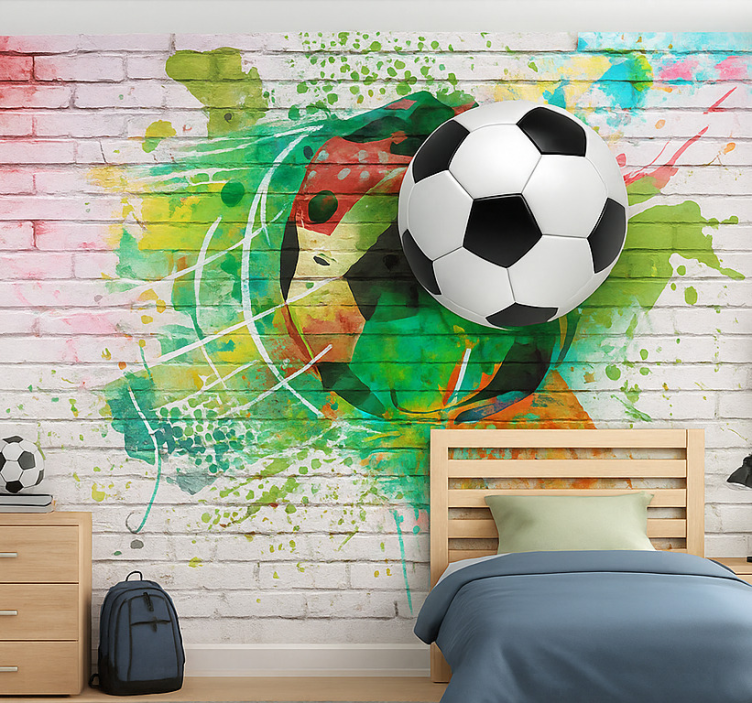 Multicolor football ball teenage wall mural - TenStickers