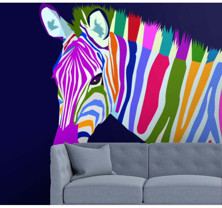 Multicolored Zebra animal wall mural - TenStickers