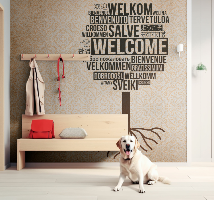 Mural quote welcome in various languages - TenStickers