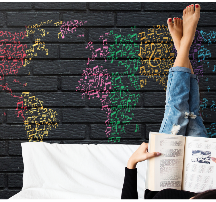 Music mural of the musical world map - TenStickers