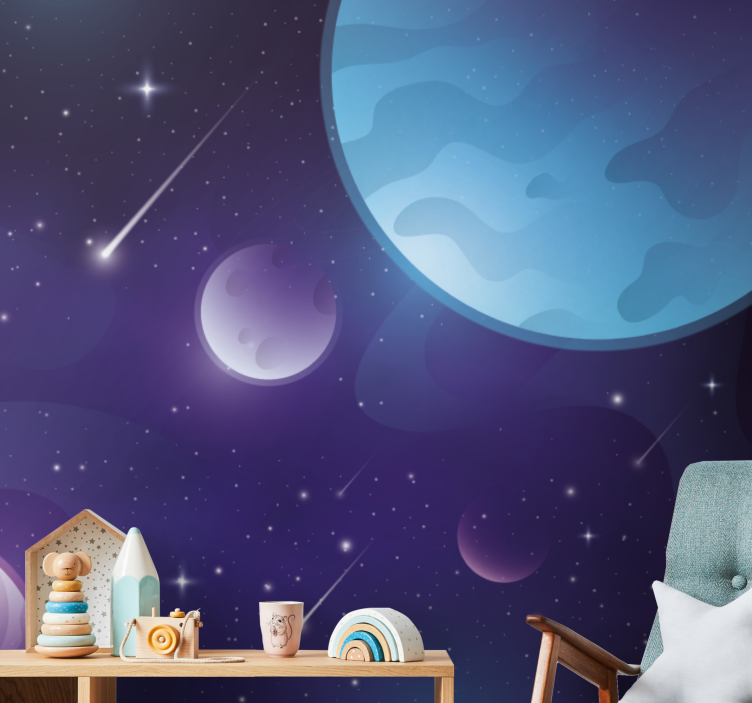 Mysterious space with falling stars wall Murals - TenStickers