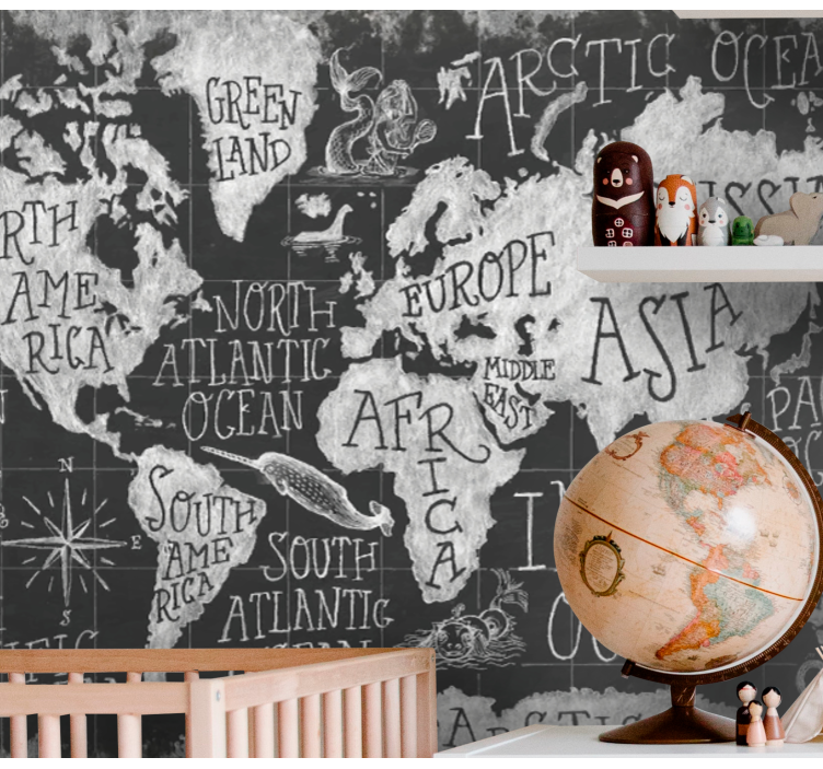 Mythical and old world map mural - TenStickers