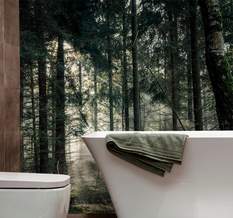 "Nature" forest dark tones nature wall mural - TenStickers