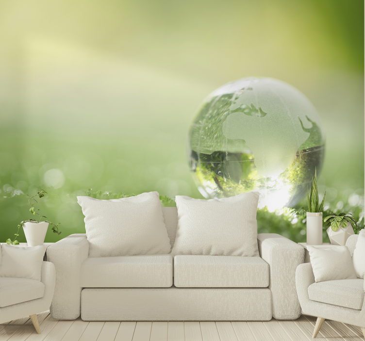 Nature wall mural globe on grass - TenStickers