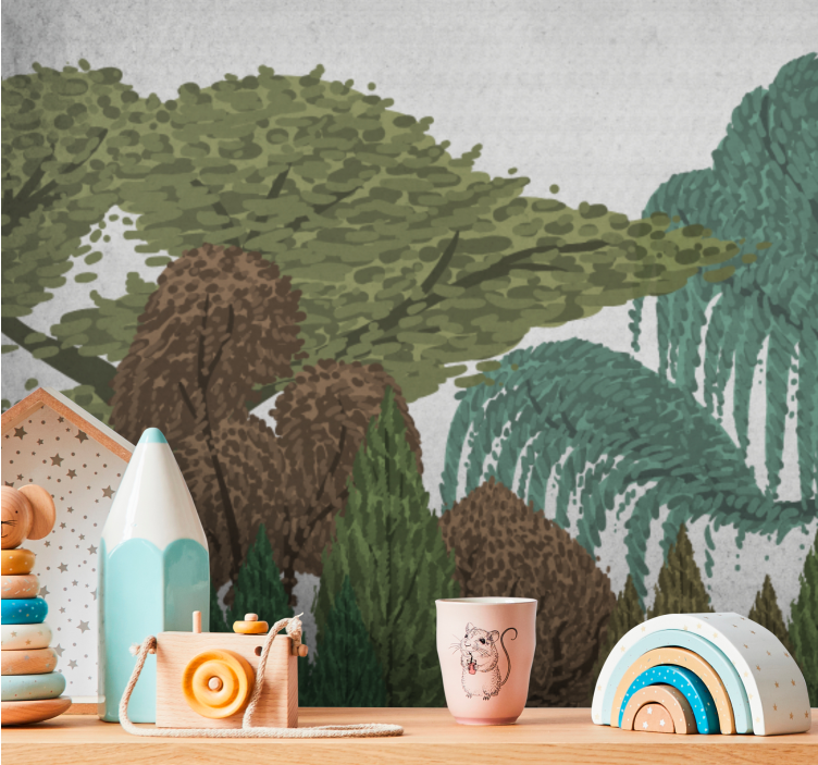 Nature wall mural lively foliage scene - TenStickers