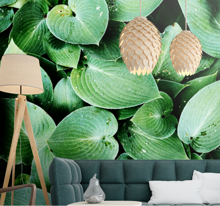 Nature wall mural lush green foliage - TenStickers