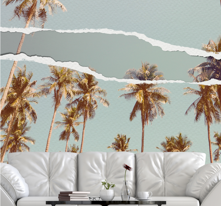 Nature wall mural palm tree landscape - TenStickers
