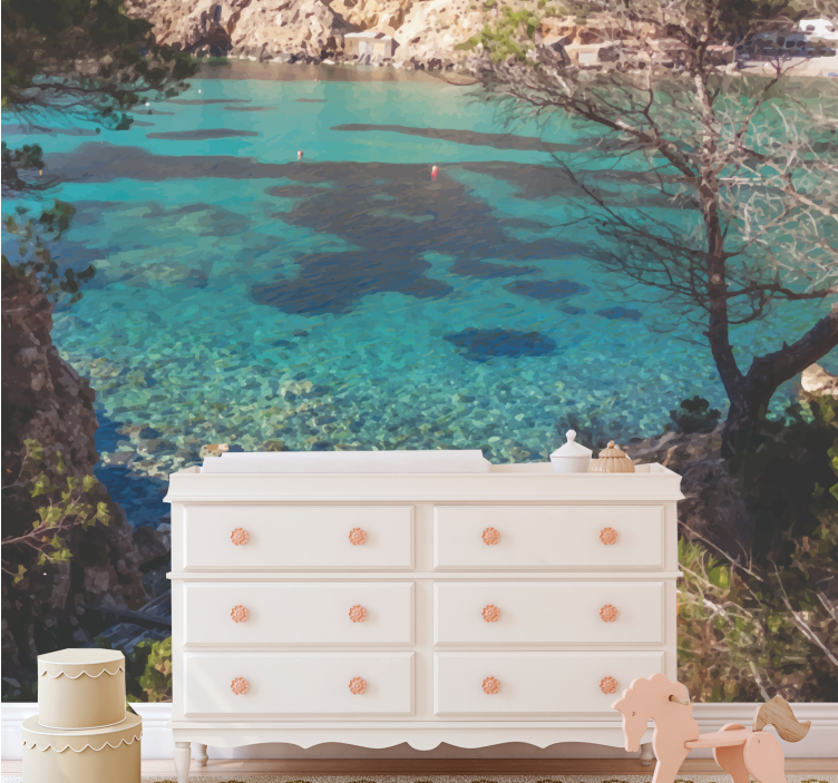 Nature wall mural serene coastal view - TenStickers