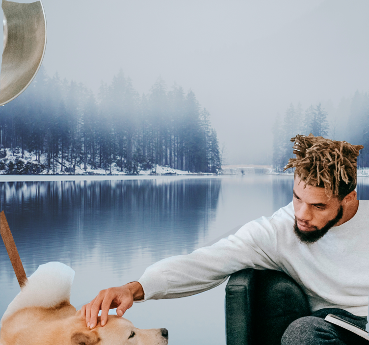 Nature wall mural serene lakeside landscape - TenStickers