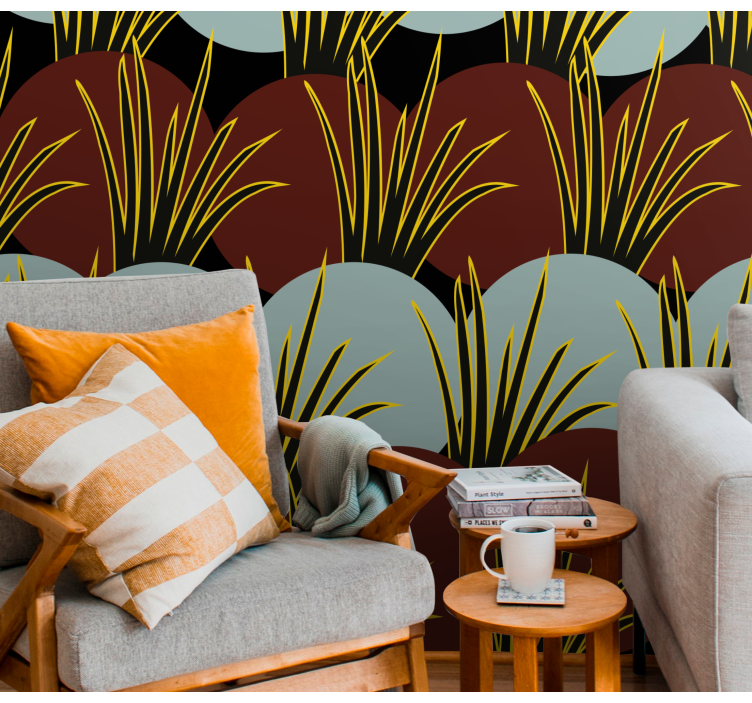 Nature wall mural stylized grass designs - TenStickers