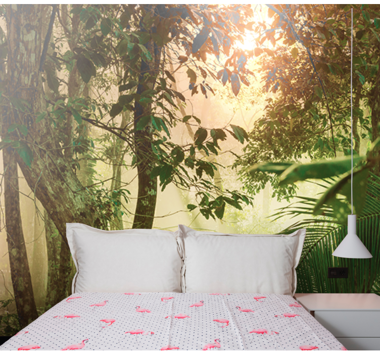 Nature wall mural sunny woodland scene - TenStickers