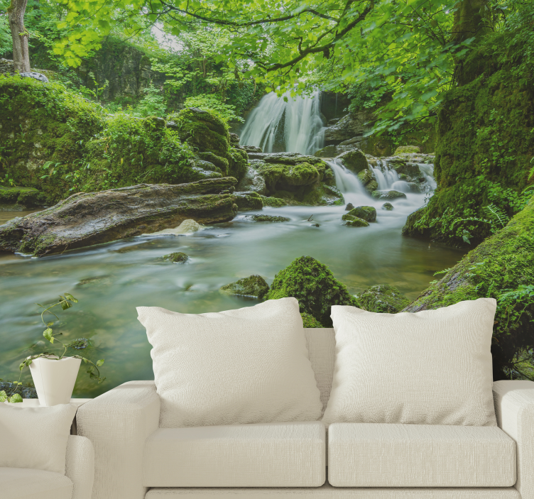 Nature wall mural tranquil woodland stream - TenStickers