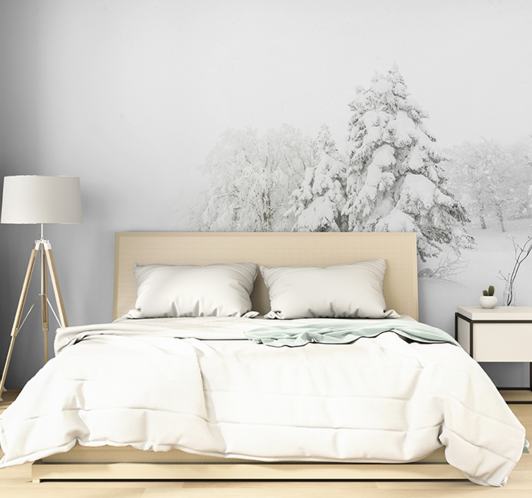 Nature wall mural wintery forest landscape - TenStickers