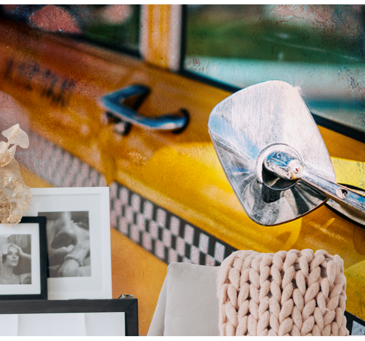New york wall mural iconic yellow taxi artwork - TenStickers