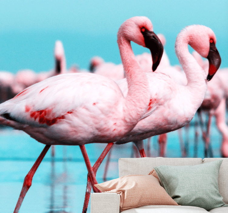 Nice flamingos on the beach wall mural - TenStickers