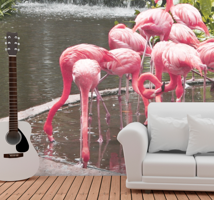 Nice landscape pink flamingos wall mural - TenStickers