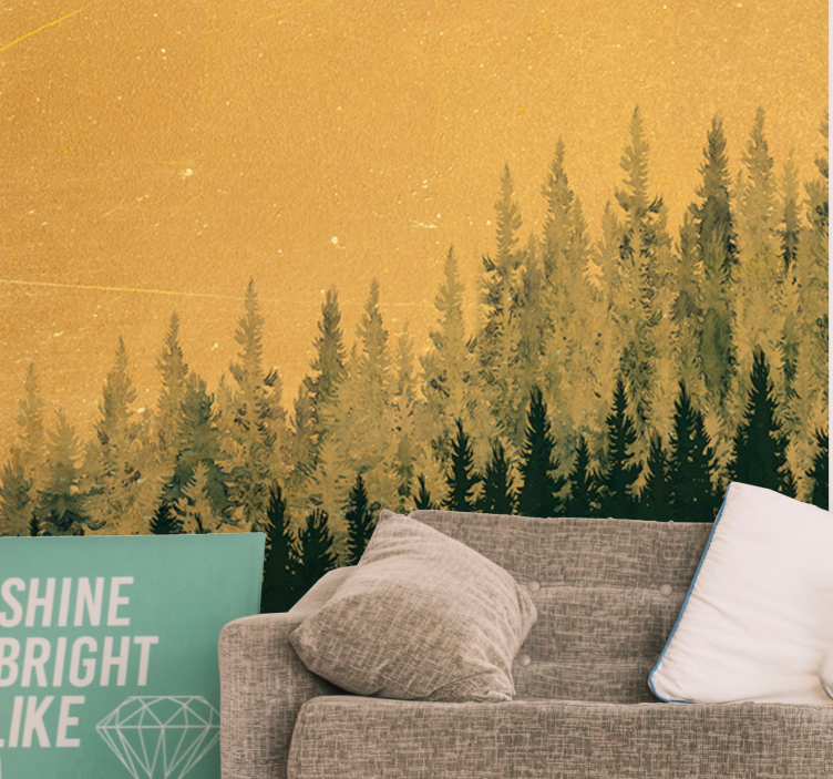 Painted golden tree with texture 3D Wall Mural - TenStickers