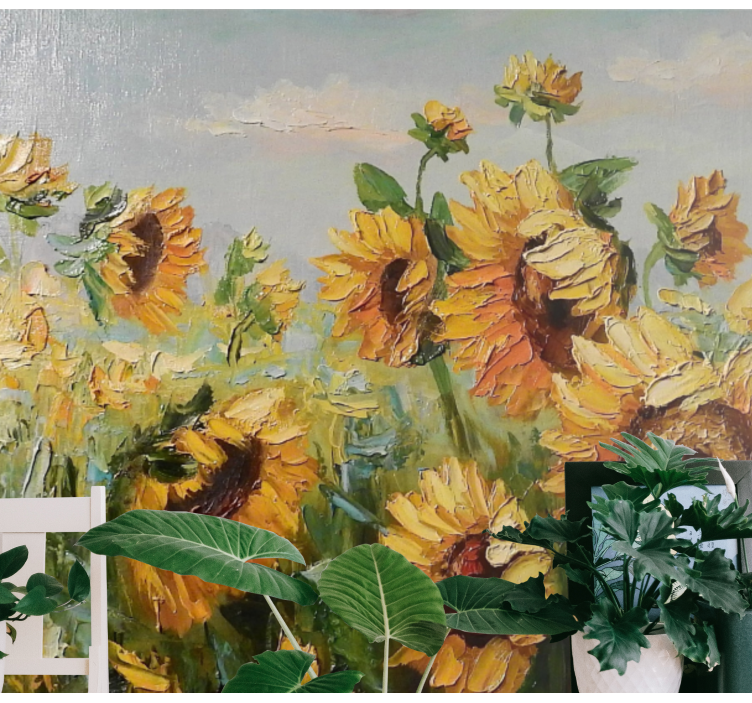 Painted sun flower farm wall mural - TenStickers