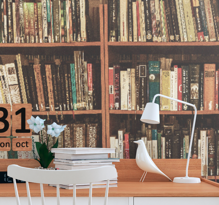Painting wall mural bookshelf with literature - TenStickers