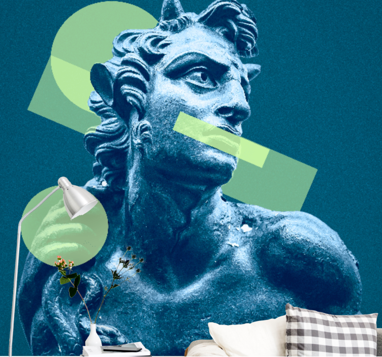 Painting wall mural of geometric shape statue - TenStickers