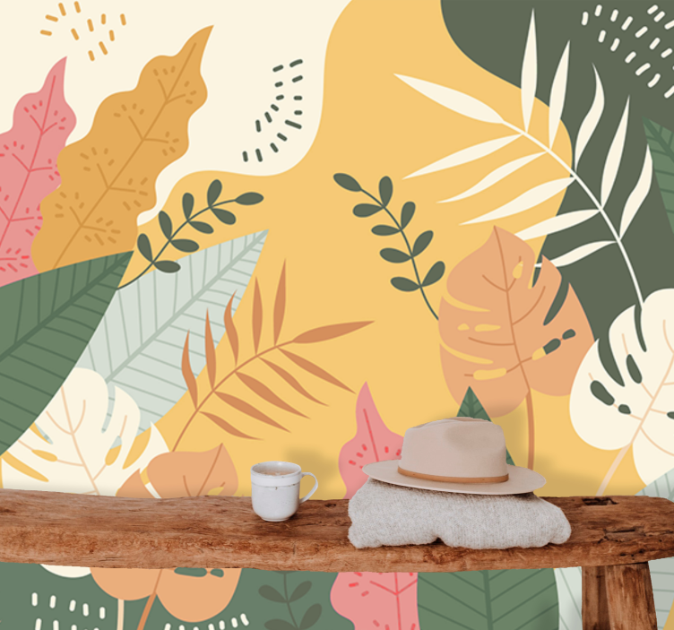 Painting with exotic plants Forest Wall Mural - TenStickers