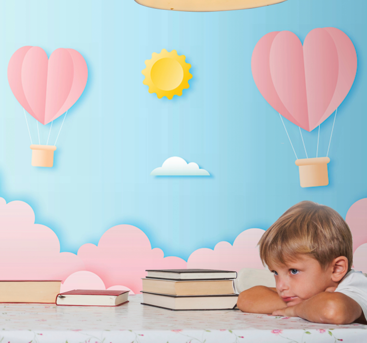 Paper cut hot air balloons Kids wall Murals - TenStickers