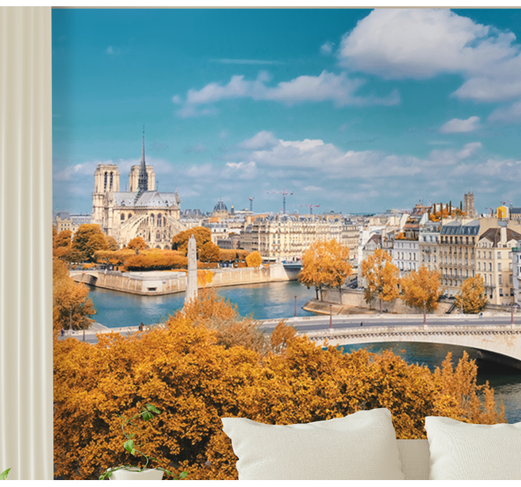 Paris wall mural notre dame autumn scene - TenStickers