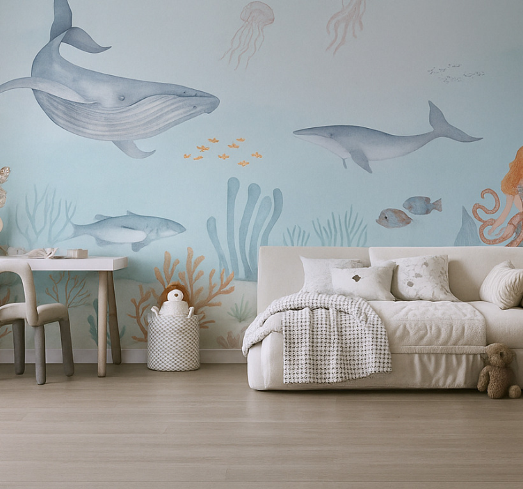 Pastel aquatic life teenage wall mural - TenStickers