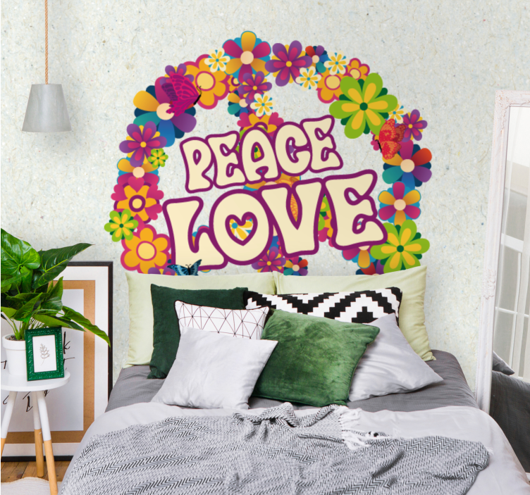 Peace love flower wall mural - TenStickers