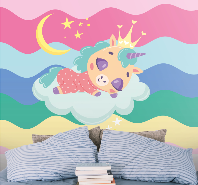 People painting mural sleeping unicorn fantasy - TenStickers
