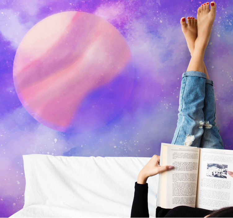 Pink moon with clouds Teenage Wall Murals - TenStickers