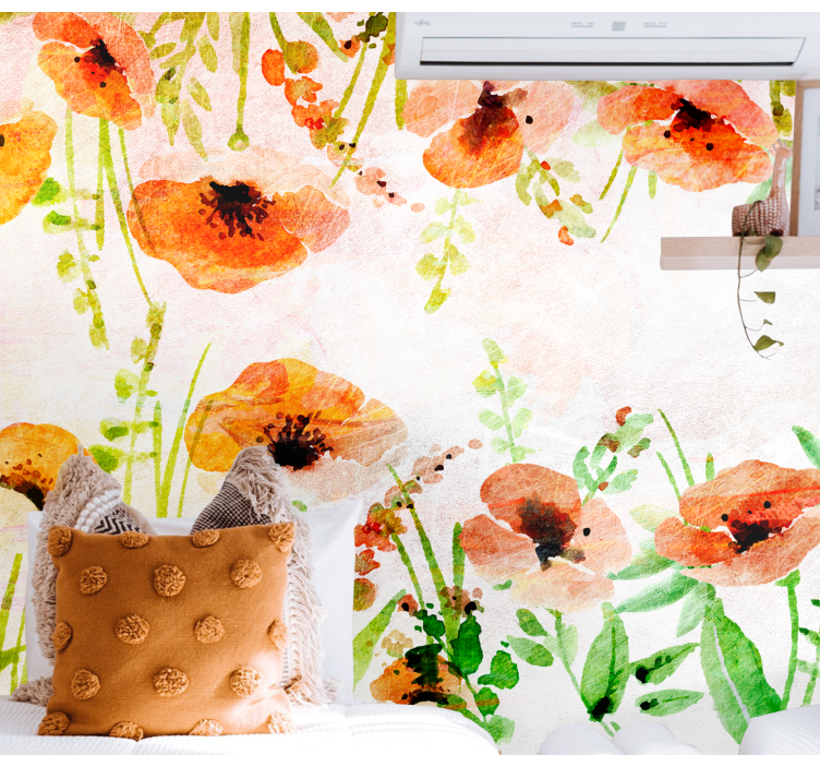 Poppy wall mural bright poppy blossoms - TenStickers
