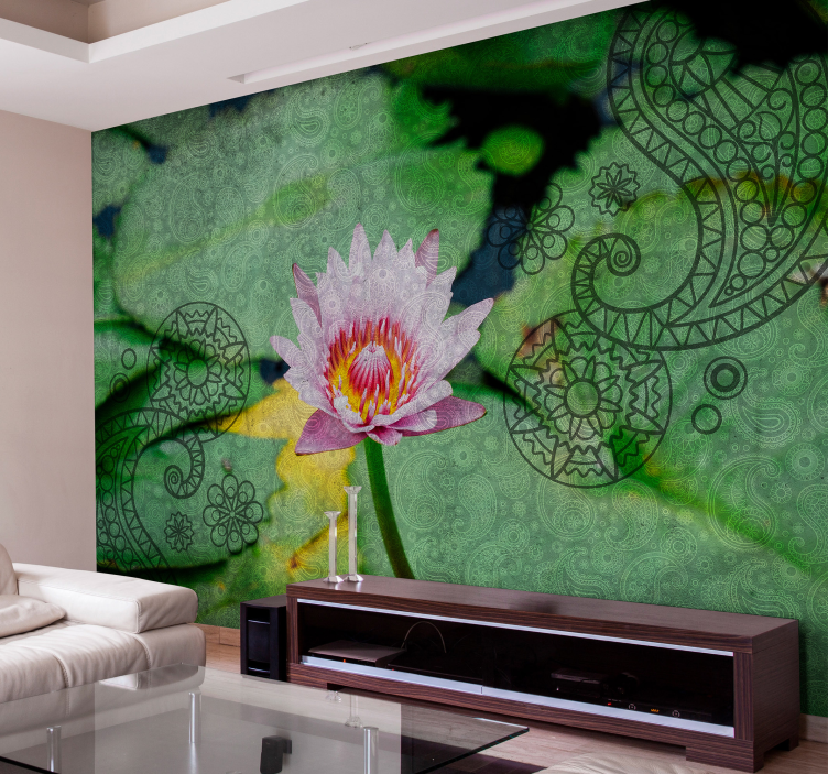 Poppy wall mural lotus flower grace - TenStickers