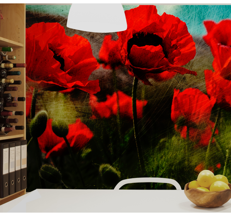 Poppy wall mural vibrant poppy fields - TenStickers