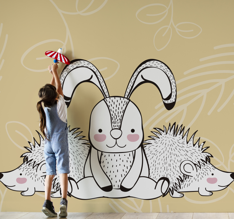 Porcupine and rabbits Wall Murals for Bedrooms - TenStickers