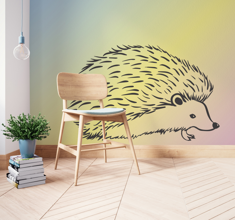 Porcupine drawn in lines  wall mural - TenStickers