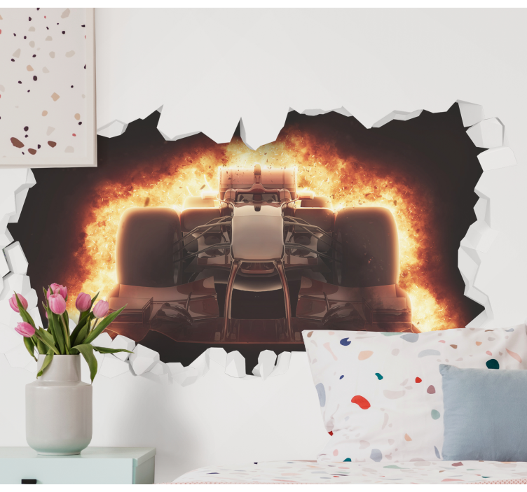 Racing Car Explosion vehicle mural - TenStickers
