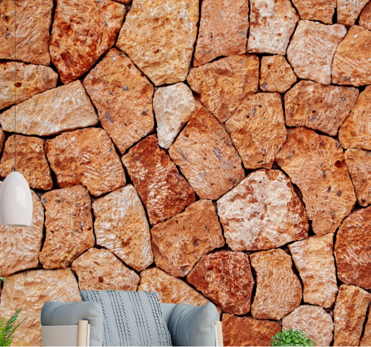 Raw brown shades  stone wall mural - TenStickers