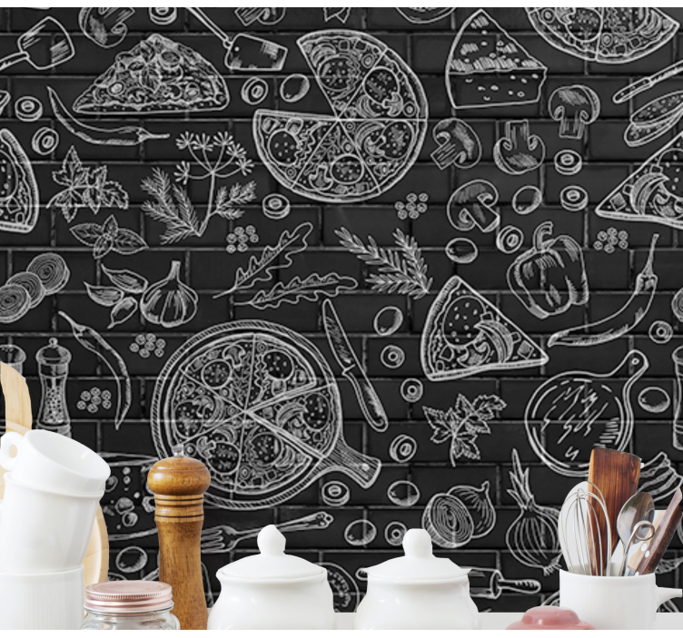 Restaurant Symbols and Texts Kitchen Wall Mural - TenStickers
