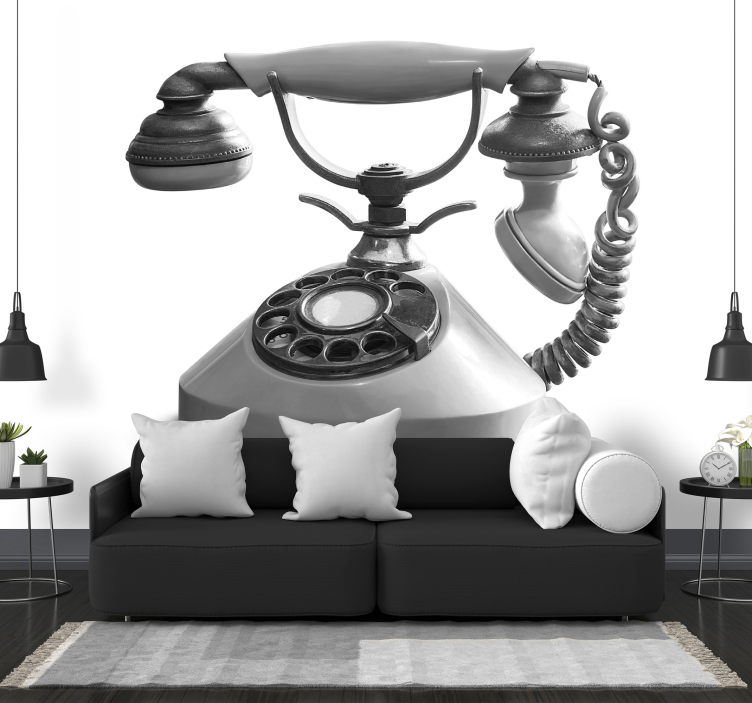 Retro telephone close-up mural for living room - TenStickers