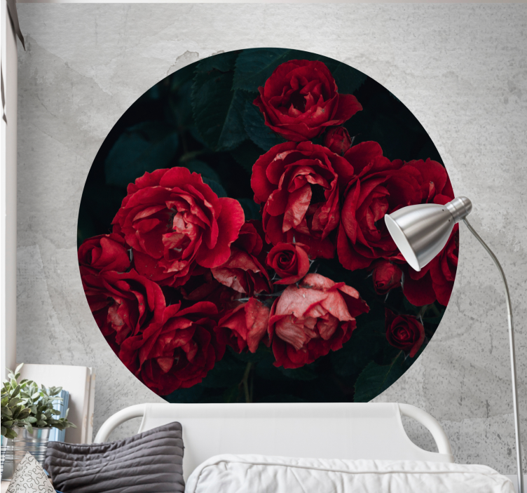 Rose mural red rose blooms - TenStickers
