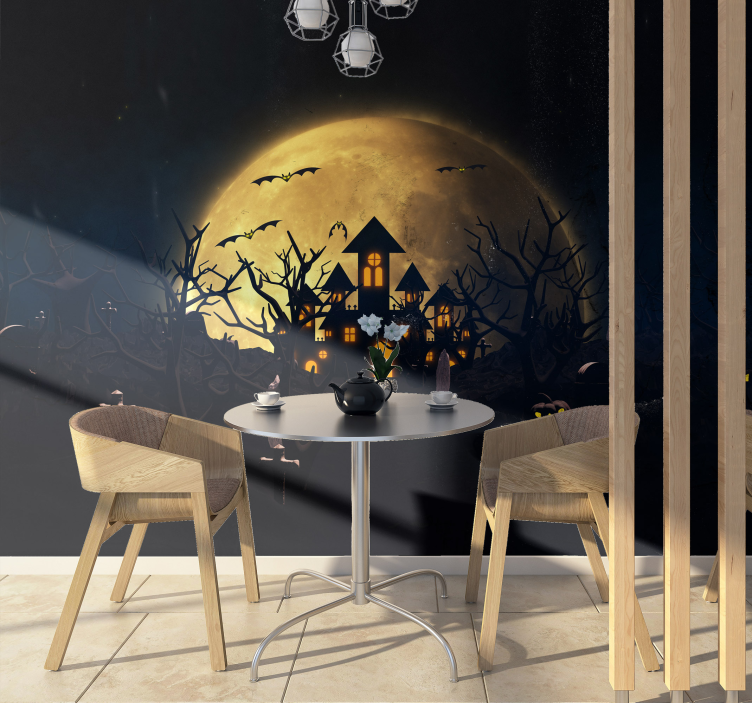 Scary foggy nightwith pumpkin wall mural - TenStickers