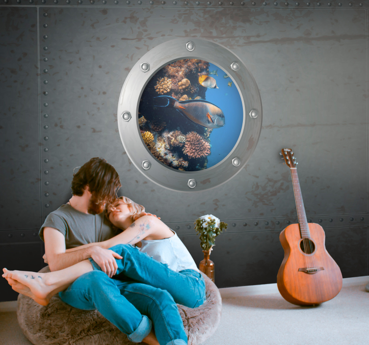 Sea mural aquatic life perspective - TenStickers