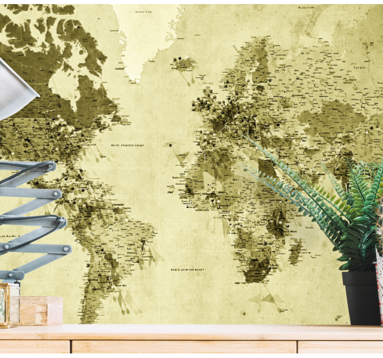 Sepia colour  world map mural - TenStickers