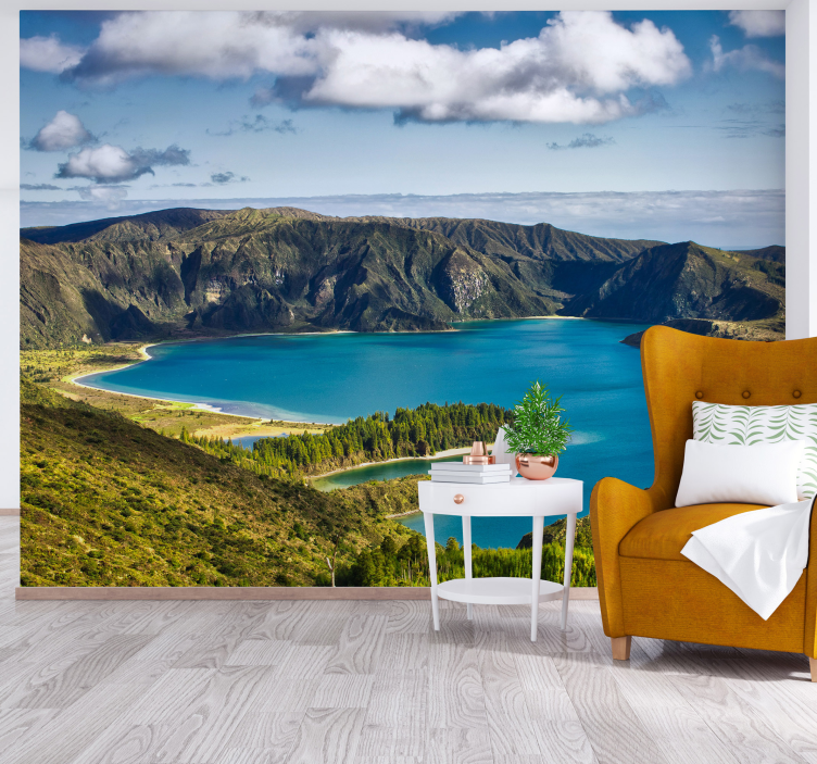 Serene Lake View landscape mural wallpaper - TenStickers