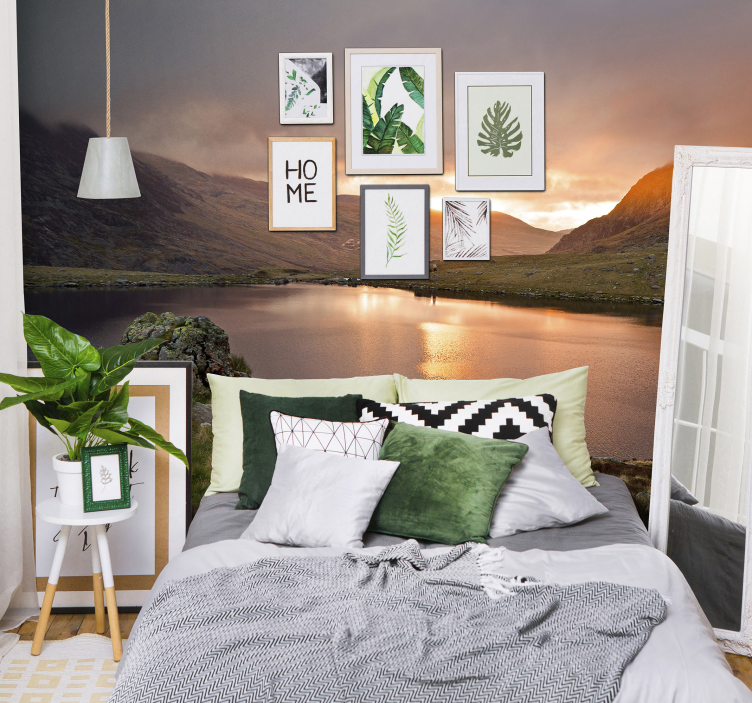 Serene Lakeside Scenery landscape mural wallpaper - TenStickers