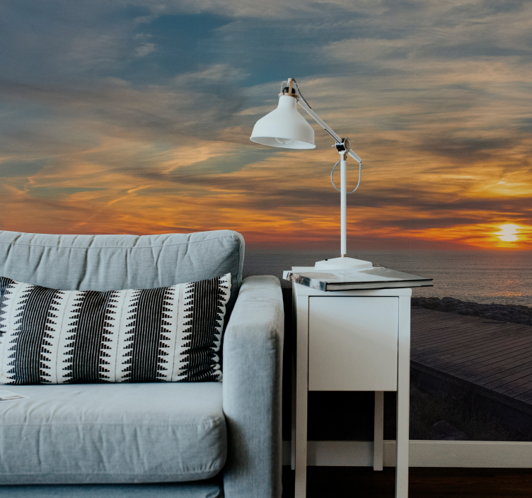 Serene Ocean Horizon landscape mural wallpaper - TenStickers