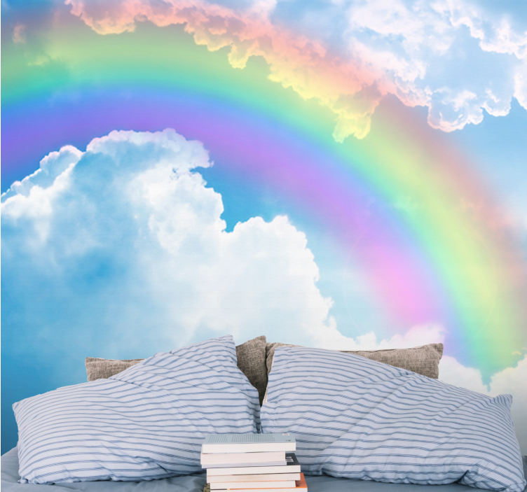Sky mural colorful rainbow clouds - TenStickers