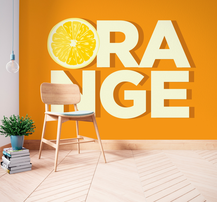 Sliced orange text Orange wall mural - TenStickers